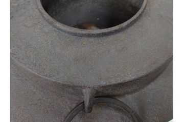 時代物　健仁松堂　斑紫銅蓋　透木釜　時を重ねた味わいのある羽釜(釜、湯釜、湯沸かし、煎茶道具、茶道具、共箱付き)(R-078930)