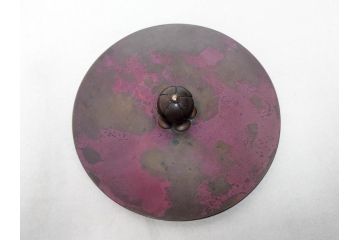 時代物　健仁松堂　斑紫銅蓋　透木釜　時を重ねた味わいのある羽釜(釜、湯釜、湯沸かし、煎茶道具、茶道具、共箱付き)(R-078930)