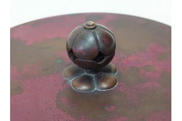 時代物　健仁松堂　斑紫銅蓋　透木釜　時を重ねた味わいのある羽釜(釜、湯釜、湯沸かし、煎茶道具、茶道具、共箱付き)(R-078930)