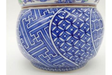 陶匠 高野昭阿弥　和楽庵　京焼　色絵祥瑞　唐子の図　意匠を凝らした水指(瓢箪、瓢形、腰捻、水差、茶道具、煎茶道具、共箱付き)(R-078931)