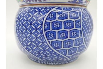 陶匠 高野昭阿弥　和楽庵　京焼　色絵祥瑞　唐子の図　意匠を凝らした水指(瓢箪、瓢形、腰捻、水差、茶道具、煎茶道具、共箱付き)(R-078931)