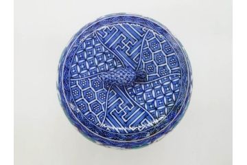 陶匠 高野昭阿弥　和楽庵　京焼　色絵祥瑞　唐子の図　意匠を凝らした水指(瓢箪、瓢形、腰捻、水差、茶道具、煎茶道具、共箱付き)(R-078931)