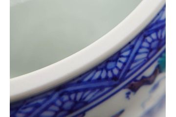 陶匠 高野昭阿弥　和楽庵　京焼　色絵祥瑞　唐子の図　意匠を凝らした水指(瓢箪、瓢形、腰捻、水差、茶道具、煎茶道具、共箱付き)(R-078931)