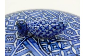 陶匠 高野昭阿弥　和楽庵　京焼　色絵祥瑞　唐子の図　意匠を凝らした水指(瓢箪、瓢形、腰捻、水差、茶道具、煎茶道具、共箱付き)(R-078931)