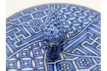 陶匠 高野昭阿弥　和楽庵　京焼　色絵祥瑞　唐子の図　意匠を凝らした水指(瓢箪、瓢形、腰捻、水差、茶道具、煎茶道具、共箱付き)(R-078931)