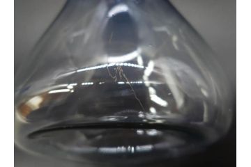 戦前　大正〜昭和初期　昭和レトロ　青フリルが可愛らしい花瓶2点セット(一輪挿し、花入、花器、硝子)(R-078932)