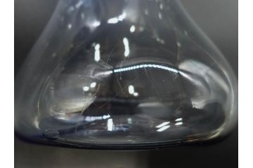 戦前　大正〜昭和初期　昭和レトロ　青フリルが可愛らしい花瓶2点セット(一輪挿し、花入、花器、硝子)(R-078932)