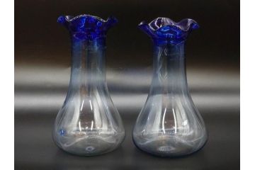 戦前　大正〜昭和初期　昭和レトロな雰囲気が魅力の花瓶2点セット(一輪挿し、花入、花器、硝子)(R-078933)