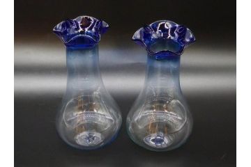 戦前　大正〜昭和初期　昭和レトロ　どんなテイストのお部屋にも馴染む花瓶2点セット(一輪挿し、花入、花器、硝子)(R-078934)