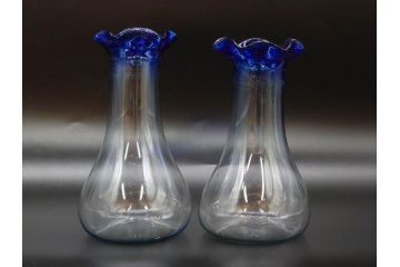 戦前　大正〜昭和初期　昭和レトロ　どんなテイストのお部屋にも馴染む花瓶2点セット(一輪挿し、花入、花器、硝子)(R-078934)