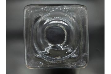 アンティーク雑貨　当時物　デッドストック　アルミ蓋　シンプルで使い勝手の良いガラス瓶(角型、角瓶、キャニスター、ガラスビン、菓子瓶、硝子、フタ付き、小物入れ、ディスプレイ雑貨、古道具、店舗什器)(R-078936)