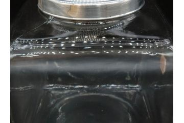 アンティーク雑貨　当時物　デッドストック　アルミ蓋　どこか懐かしさを感じるガラス瓶(角型、角瓶、キャニスター、ガラスビン、菓子瓶、硝子、フタ付き、小物入れ、ディスプレイ雑貨、古道具、店舗什器)(R-078937)