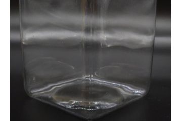 アンティーク雑貨　当時物　デッドストック　アルミ蓋　シンプルでお部屋になじみやすいガラス瓶2点セット(角型、角瓶、キャニスター、ガラスビン、菓子瓶、硝子、フタ付き、小物入れ、ディスプレイ雑貨、古道具、店舗什器)(R-078938)