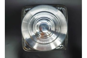 アンティーク雑貨　当時物　デッドストック　アルミ蓋　シンプルでお部屋になじみやすいガラス瓶2点セット(角型、角瓶、キャニスター、ガラスビン、菓子瓶、硝子、フタ付き、小物入れ、ディスプレイ雑貨、古道具、店舗什器)(R-078938)