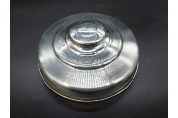 アンティーク雑貨　当時物　デッドストック　アルミ蓋　シンプルでお部屋になじみやすいガラス瓶2点セット(角型、角瓶、キャニスター、ガラスビン、菓子瓶、硝子、フタ付き、小物入れ、ディスプレイ雑貨、古道具、店舗什器)(R-078938)