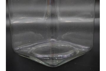 アンティーク雑貨　当時物　デッドストック　アルミ蓋　シンプルでお部屋になじみやすいガラス瓶2点セット(角型、角瓶、キャニスター、ガラスビン、菓子瓶、硝子、フタ付き、小物入れ、ディスプレイ雑貨、古道具、店舗什器)(R-078938)