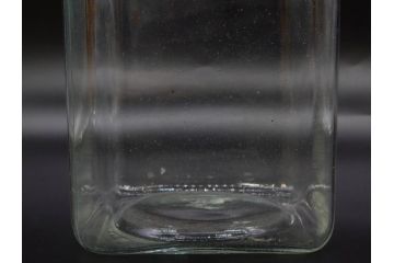 アンティーク雑貨　当時物　デッドストック　アルミ蓋　シンプルでお部屋になじみやすいガラス瓶2点セット(角型、角瓶、キャニスター、ガラスビン、菓子瓶、硝子、フタ付き、小物入れ、ディスプレイ雑貨、古道具、店舗什器)(R-078938)