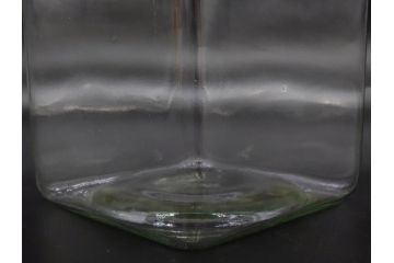 アンティーク雑貨　当時物　デッドストック　アルミ蓋　お部屋の雰囲気によく馴染むガラス瓶2点セット(角型、角瓶、キャニスター、ガラスビン、菓子瓶、硝子、フタ付き、小物入れ、ディスプレイ雑貨、古道具、店舗什器)(R-078939)