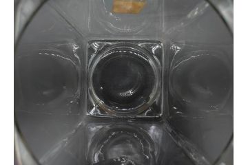 アンティーク雑貨　当時物　デッドストック　アルミ蓋　お部屋の雰囲気によく馴染むガラス瓶2点セット(角型、角瓶、キャニスター、ガラスビン、菓子瓶、硝子、フタ付き、小物入れ、ディスプレイ雑貨、古道具、店舗什器)(R-078939)
