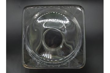 アンティーク雑貨　当時物　デッドストック　アルミ蓋　お部屋の雰囲気によく馴染むガラス瓶2点セット(角型、角瓶、キャニスター、ガラスビン、菓子瓶、硝子、フタ付き、小物入れ、ディスプレイ雑貨、古道具、店舗什器)(R-078939)