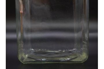アンティーク雑貨　当時物　デッドストック　アルミ蓋　シンプルで使いやすいガラス瓶2点セット(角型、角瓶、キャニスター、ガラスビン、菓子瓶、硝子、フタ付き、小物入れ、ディスプレイ雑貨、古道具、店舗什器)(R-078942)