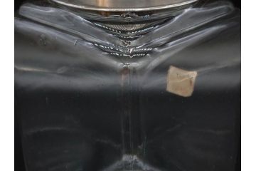 アンティーク雑貨　当時物　デッドストック　アルミ蓋　シンプルで使いやすいガラス瓶2点セット(角型、角瓶、キャニスター、ガラスビン、菓子瓶、硝子、フタ付き、小物入れ、ディスプレイ雑貨、古道具、店舗什器)(R-078942)
