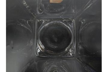 アンティーク雑貨　当時物　デッドストック　アルミ蓋　シンプルで使いやすいガラス瓶2点セット(角型、角瓶、キャニスター、ガラスビン、菓子瓶、硝子、フタ付き、小物入れ、ディスプレイ雑貨、古道具、店舗什器)(R-078942)
