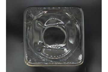 アンティーク雑貨　当時物　デッドストック　アルミ蓋　シンプルで使いやすいガラス瓶2点セット(角型、角瓶、キャニスター、ガラスビン、菓子瓶、硝子、フタ付き、小物入れ、ディスプレイ雑貨、古道具、店舗什器)(R-078942)