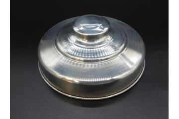 アンティーク雑貨　当時物　デッドストック　アルミ蓋　シンプルで使いやすいガラス瓶2点セット(角型、角瓶、キャニスター、ガラスビン、菓子瓶、硝子、フタ付き、小物入れ、ディスプレイ雑貨、古道具、店舗什器)(R-078942)