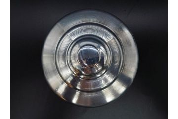 アンティーク雑貨　当時物　デッドストック　アルミ蓋　シンプルで使いやすいガラス瓶2点セット(角型、角瓶、キャニスター、ガラスビン、菓子瓶、硝子、フタ付き、小物入れ、ディスプレイ雑貨、古道具、店舗什器)(R-078942)