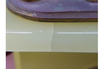ジャンク品　昭和初期　東洋時計株式会社(TOYO CLOCK FACTORY)　ゼンマイ式　雄々しいライオンの装飾から威厳を感じる置時計(ウランガラス、ライオン、獅子、日本製)(R-078945)　