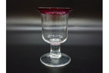 大正〜昭和初期　当時物　レトロな雰囲気が漂う赤縁氷コップ2客セット(グラス、吹きガラス、和ガラス、硝子)(R-078949)