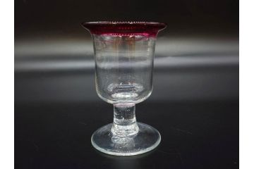 大正〜昭和初期　当時物　レトロな雰囲気が漂う赤縁氷コップ2客セット(グラス、吹きガラス、和ガラス、硝子)(R-078949)