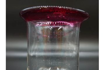 大正〜昭和初期　当時物　レトロな雰囲気が漂う赤縁氷コップ2客セット(グラス、吹きガラス、和ガラス、硝子)(R-078949)