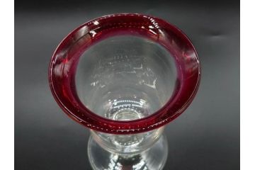 大正〜昭和初期　当時物　レトロな雰囲気が漂う赤縁氷コップ2客セット(グラス、吹きガラス、和ガラス、硝子)(R-078949)