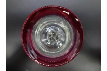 大正〜昭和初期　当時物　レトロな雰囲気が漂う赤縁氷コップ2客セット(グラス、吹きガラス、和ガラス、硝子)(R-078949)