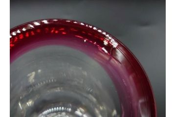 大正〜昭和初期　当時物　レトロな雰囲気が漂う赤縁氷コップ2客セット(グラス、吹きガラス、和ガラス、硝子)(R-078949)