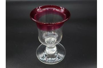 大正〜昭和初期　当時物　レトロな雰囲気が漂う赤縁氷コップ2客セット(グラス、吹きガラス、和ガラス、硝子)(R-078949)