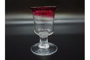 大正〜昭和初期　当時物　レトロな雰囲気が漂う赤縁氷コップ2客セット(グラス、吹きガラス、和ガラス、硝子)(R-078949)