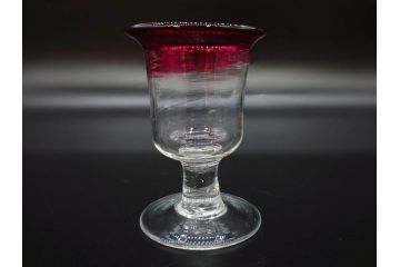 大正〜昭和初期　当時物　レトロな雰囲気が漂う赤縁氷コップ2客セット(グラス、吹きガラス、和ガラス、硝子)(R-078949)