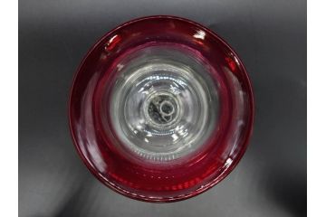 大正〜昭和初期　当時物　レトロな雰囲気が漂う赤縁氷コップ2客セット(グラス、吹きガラス、和ガラス、硝子)(R-078949)