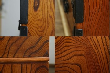 中古　岩谷堂箪笥　力強い杢目と黒々とした金具が迫力ある茶箪笥　(R-078957)