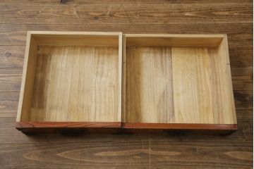 中古　伝統民芸　岩谷堂箪笥　力強い杢目と金具が迫力のある茶棚(茶箪笥、収納棚、戸棚、食器棚、引き出し、上下バラ売り可能)(R-078957)