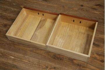 中古　伝統民芸　岩谷堂箪笥　力強い杢目と金具が迫力のある茶棚(茶箪笥、収納棚、戸棚、食器棚、引き出し、上下バラ売り可能)(R-078957)