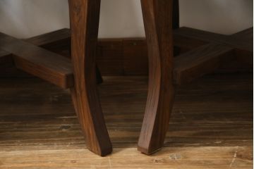 中古　美品　軽井沢彫り　牡丹　葡萄(ブドウ)　贅沢な総彫り仕上げのダイニングチェア4脚セット(板座チェア、アームレスチェア、椅子、イス)(R-078964)