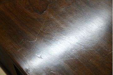 イギリスアンティーク　ウォルナット材の落ち着いた色味が素敵な猫脚コンソールデスク　(R-078971)