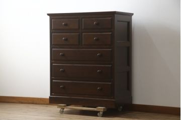 中古　美品　特注品!!　松本民芸家具　和洋どちらの空間にも馴染む整理箪笥(収納たんす、洋服タンス、衣装箪笥、引き出し、チェスト)(R-078974)