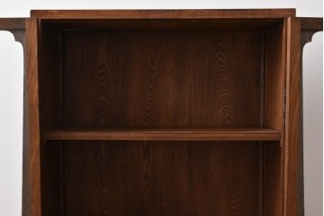 和製ビンテージ　指物工芸家具　李朝デザイン　前面桑(クワ)材　天板・側面キハダ材　可愛らしい装飾が遊び心をくすぐる小振りな収納棚　(R-078975)