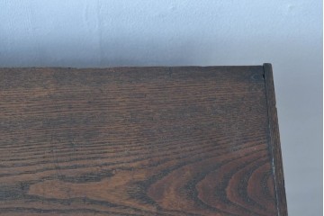 和製ビンテージ　指物工芸家具　李朝デザイン　前面桑(クワ)材　天板・側面キハダ材　可愛らしい装飾が遊び心をくすぐる小振りな収納棚　(R-078975)