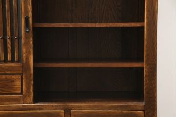 中古　高級品!!　ナラ材　上質な和の空間を演出するアンティーク調水屋箪笥サイドボード(食器棚、サイドキャビネット、茶箪笥、収納棚、戸棚)(R-078977)